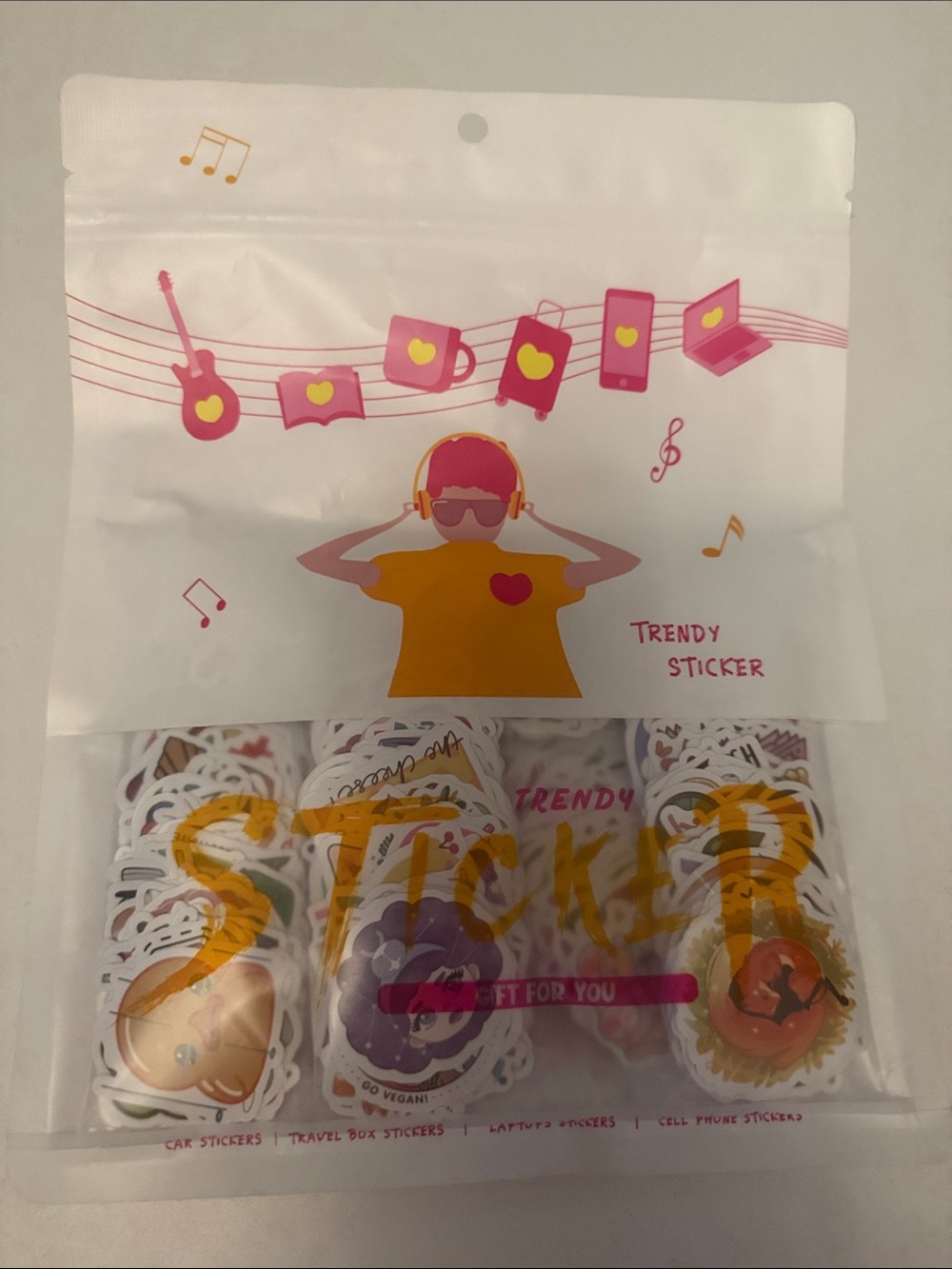 Trendy boutique Pink and Gold Music-Themed Sticker Pack